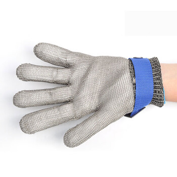 安美尚（ams）不锈钢丝5级防切割手套屠宰割肉切菜服装裁剪短款 L码 1只 送尼龙手套