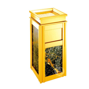 南 GPX-6B1 四菱角座地烟灰桶 南方垃圾桶酒店宾馆果皮桶带烟灰缸垃圾筒 中号镜金 内桶容量11.7升