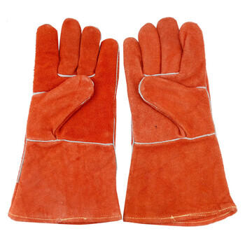 威仕盾（WESTUN）G-2101 35CM牛二层皮电焊手套 橙红色 XL码 1副