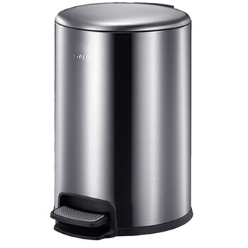 南 SJ12-Y03 南方圆形脚踏桶  砂银钢 商用酒店宾馆客房不锈钢垃圾桶 果皮桶 防指纹房间桶 内桶容量12升