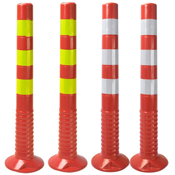 海斯迪克 HKLZ-5 PU警示柱 75cm交通警示柱 道路警示路桩高弹性软柱反光立柱防撞柱道口柱标隔离墩 红黄