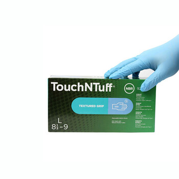 ANSELL一次性丁腈手套卷边袖口纹理指尖 100只/盒 浅蓝色92-670 L码