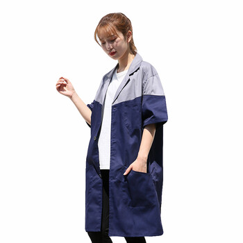 劳保佳 长款半袖搬运服薄款藏蓝拼红小码（160-170cm）