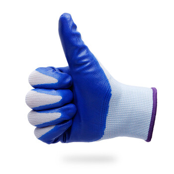 者也 劳保手套加厚胶皮塑胶丁腈防滑手套工地干活工作 白蓝12双