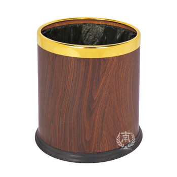 南 GPX-45 南方多层圆形垃圾桶 金圈红桃木色 商用酒店宾馆客房垃圾桶 房间桶 果皮桶 内桶容量9.8升