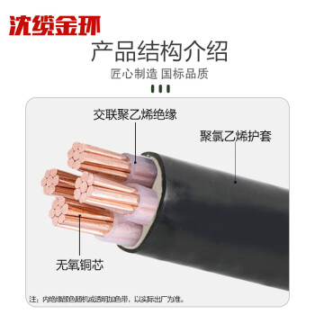 沈缆金环 ZR-YJV-0.6/1KV-4*16mm² 国标铜芯阻燃电力电缆 1米