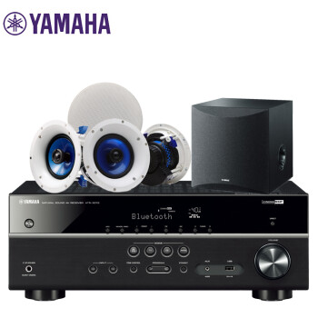 雅马哈（Yamaha）HTR-3072+IC800+SW050 音箱 吸顶式音响 天花吊顶式背景音乐蓝牙音响 USB音响（6件套）