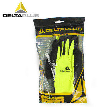 代尔塔（Deltaplus） 201733  工作荧光劳保手套 乳胶涂层耐磨抗撕裂强 透气 棉纱13针织 8码 12双/包 定做