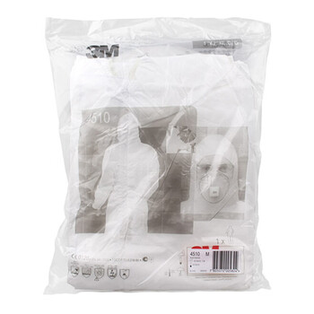3M 白色带帽连体防护服防液体有限喷溅 白色 XL码 1件装 4510