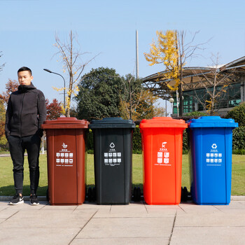 庄太太【240升棕色湿垃圾】上海市政加厚塑料环卫垃圾桶