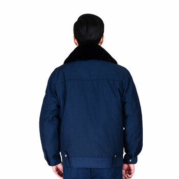劳保佳 多功能工作服棉衣 保安户外巡逻大衣 加厚保安冬季防寒服套装 蓝灰冬裤 185