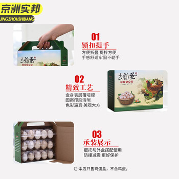 京洲实邦【10套装绿壳鸡蛋自提箱30枚装带蛋托】定制鸡蛋包装手提礼品盒JZSB-2115