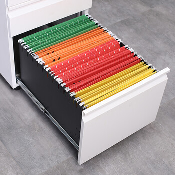 万尊钢制活动柜储物柜三层抽屉矮柜带锁白色侧拉手