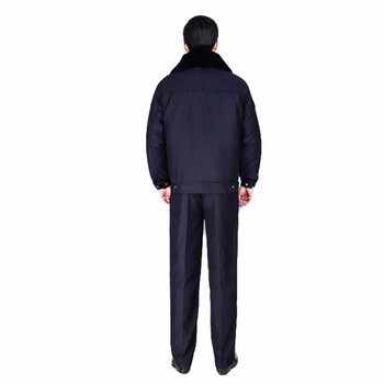劳保佳 多功能工作服棉衣 保安户外巡逻大衣 加厚保安冬季防寒服套装 藏青色单上衣 175
