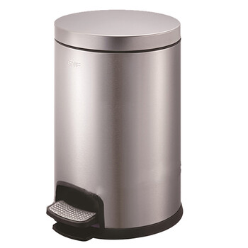 南 SJ5-Y01 南方圆形脚踏桶 砂银钢 防指纹房间桶 商用酒店宾馆客房不锈钢垃圾桶 果皮桶 内桶容量5升