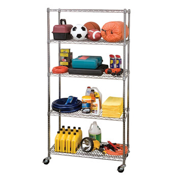 川井（WELLAND）物流台车 车间物料周转车 带轮线网货架 层网置物架 五层转运车150*45*190cm