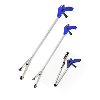 庄太太【灰色不锈钢60cm】环卫钳加长不锈钢垃圾夹拾取物器铝合金捡垃圾钳长柄垃圾夹子