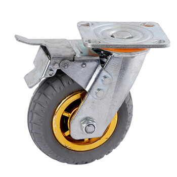 稳斯坦 WST079 重型高弹力脚轮 万向脚轮定向轮刹车轮轻型橡胶脚轮工业轮子 6寸定向