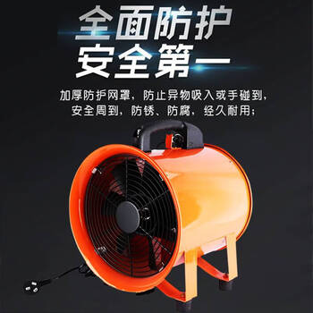 稻田 移动手提排风扇 便携式风机装修抽烟机通风机工厂车间排气扇换气扇 8寸 230W 220V  一台