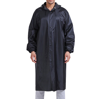 者也 成人雨衣男女长款风衣式连体防水雨披户外建筑工地保安执勤登山钓鱼雨衣  藏青3XL032