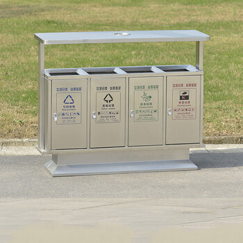 庄太太【A不锈钢三分类】杭州户外三分类垃圾桶 四分类垃圾桶 室外小区垃圾分类桶果皮箱不锈钢