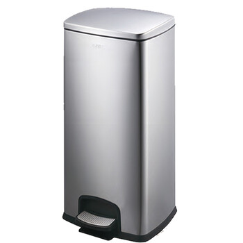 南 SJ30-F01 南方方形脚踏桶 砂银钢 防指纹酒店宾馆客房不锈钢垃圾桶果皮桶居家厨房垃圾桶商用桶 容量30升