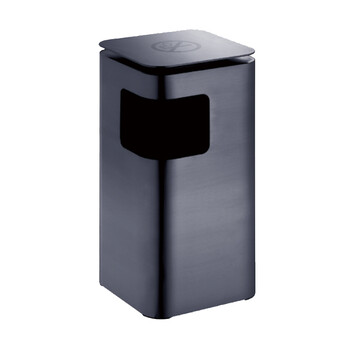 南 GPX-212A  黑金 南方平面圆角座地烟灰桶  防指纹不锈钢垃圾桶 公用烟灰垃圾箱 果皮桶 内桶容量20升