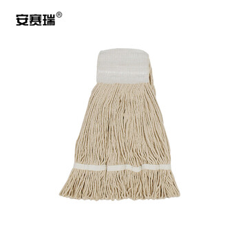 安赛瑞 棉线吸水美式加厚拖把夹式蜡拖 棉线打蜡墩布拖布 酒店餐厅医院用地拖 可拆洗 本白  24453