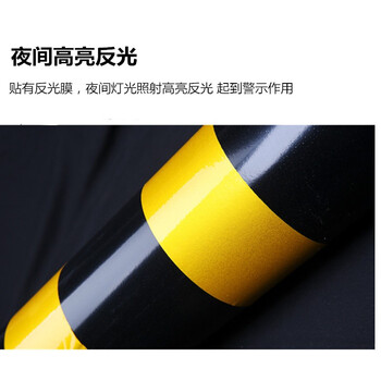 鼎红 50cm加厚钢管警示柱车位桩路障反光柱防撞分道隔离柱黑黄固定柱挡车柱