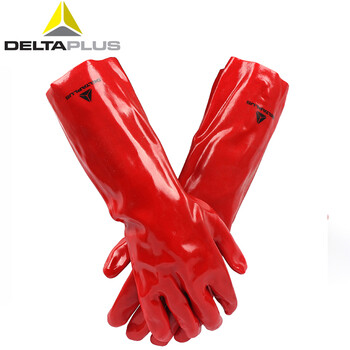 代尔塔（Deltaplus）201402 PVCC400防化手套耐酸碱抗化学品溶剂40厘米 10码 1副