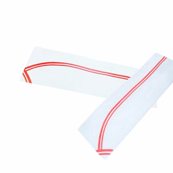 劳保佳 厨师帽 一次性厨师纸帽 厨房工作矮帽船帽 30cm*10cm 红边纸帽 100只装 可定制