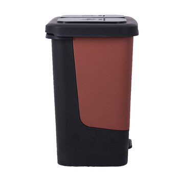震迪 塑料垃圾桶 20L上海款双桶脚踩式咖啡黑色大容量幼儿园学校业垃圾箱可定制 KT550带盖双桶分类款垃圾桶