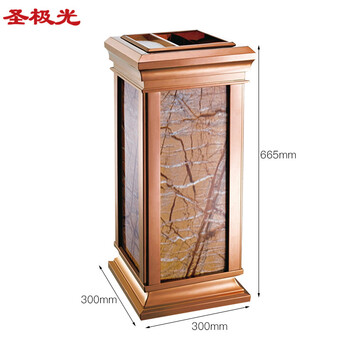 圣极光不锈钢垃圾桶玫瑰金色果皮箱烟蒂桶710851可定制300*665mm