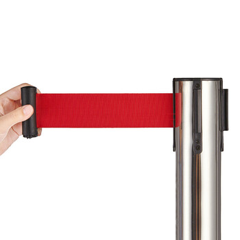 谋福CNMF安全隔离带伸缩带排队围栏栏杆银行护栏杆警戒警示柱【3米单层不锈钢(加厚加厚底座一支装)】191