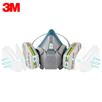 3M 6200升级版防毒面具硅胶喷漆防尘6502+6006甲醛等综合毒气防护套装组合7件套 定做