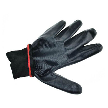 者也 劳保手套加厚胶皮塑胶丁腈防滑手套工地干活工作 黑色12双