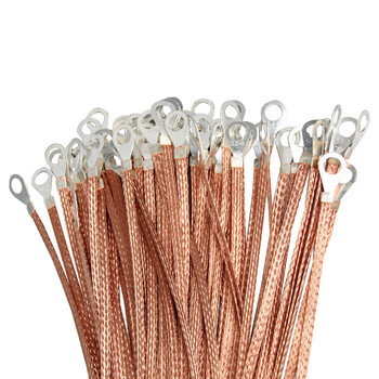 BOWERY铜编织接地线桥架接地线铜编织带跨地连接线电箱铜扁线4平方250mm长 100根