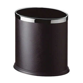 南 GPX-43B 南方固定钢圈包黑色人造皮单层椭圆垃圾桶 容量10升（2个起订） 商用客房垃圾桶 房间桶 果皮桶