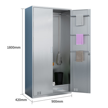 金兽GC1596不锈钢清洁柜双门卫生间杂物柜储物柜201不锈钢可定制