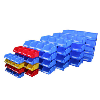 链工 组合式零件盒物料收纳盒立式螺丝分类盒工具库房货架储物盒 蓝色B2加厚450*200*180mm