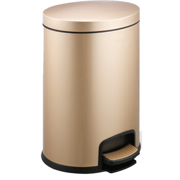 南 SJ5-T01 椭圆全钢形脚踏桶 香槟金 防指纹 酒店宾馆客房桶果皮桶房间桶 容量5升