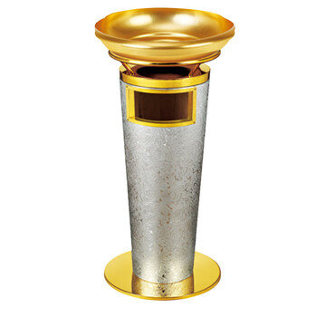 南 GPX-33AC 宝鼎座地烟灰桶 银卷叶花皮纹 商场垃圾桶 酒店落地烟灰桶立式果皮桶商场垃圾筒