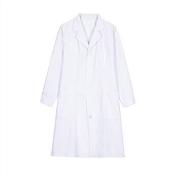 者也（ZYE）学生实验室卫生工作服美容院长袖白大褂男女款工装袖口纽扣款 白色 XL