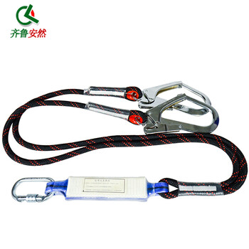 齐鲁安然 高空安装安全绳 带缓冲包  绳索户外施工保险带 电工保护带 安全带配件 普通款双大钩 缓冲绳