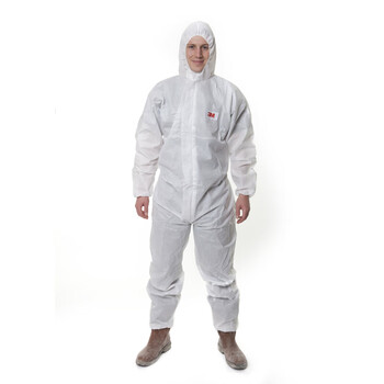 3M 4515白色带帽连体防护服定做 防尘化学农药喷漆实验室工业清理清洁防护服-L码