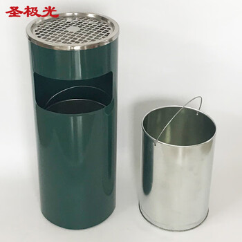 圣极光酒店垃圾桶墨绿色立式桶大堂烟灰桶710811可定制25*61cm