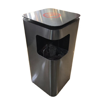 南 GPX-212A  黑金 南方平面圆角座地烟灰桶  防指纹不锈钢垃圾桶 公用烟灰垃圾箱 果皮桶 内桶容量20升