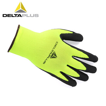 代尔塔（Deltaplus）201733 VV733 工作荧光劳保手套 乳胶涂层耐磨抗撕裂强透气棉纱13针织 定做 9码 12双