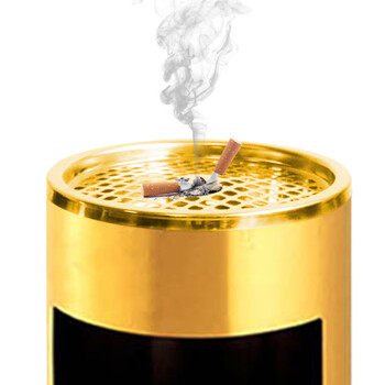 兰诗（LAUTEE）GPX-027 圆形丽格桶 酒店商场电梯口座地垃圾桶 烟灰桶 钛金