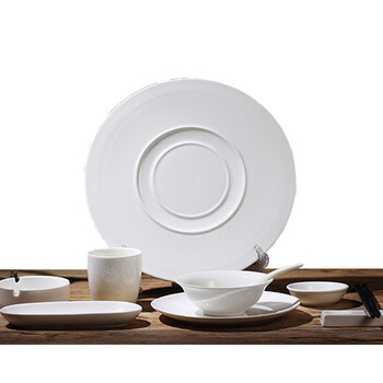云筑 餐具九件套 酒店餐具陶瓷餐具包厢纯白陶瓷盘酒店摆台餐具碗套装盘子 企业定制 20套起发 不零售